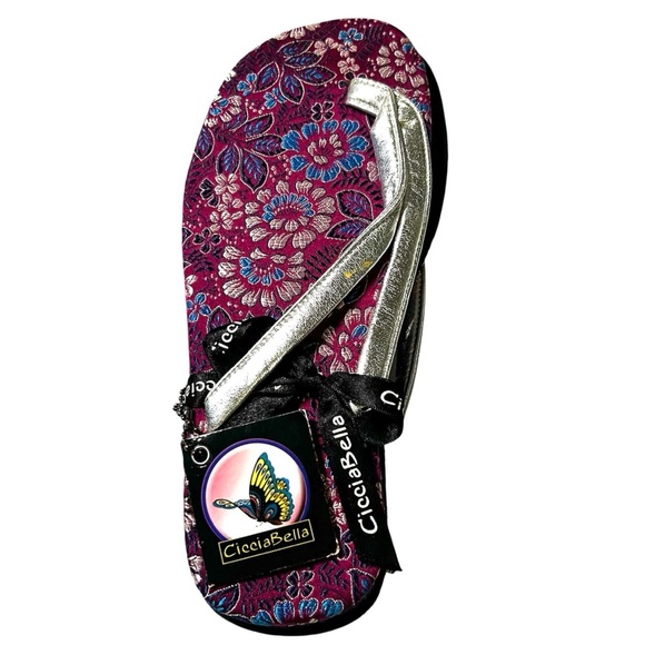 Purple Floral Sandals with Silver Details - Picture 1 of 6